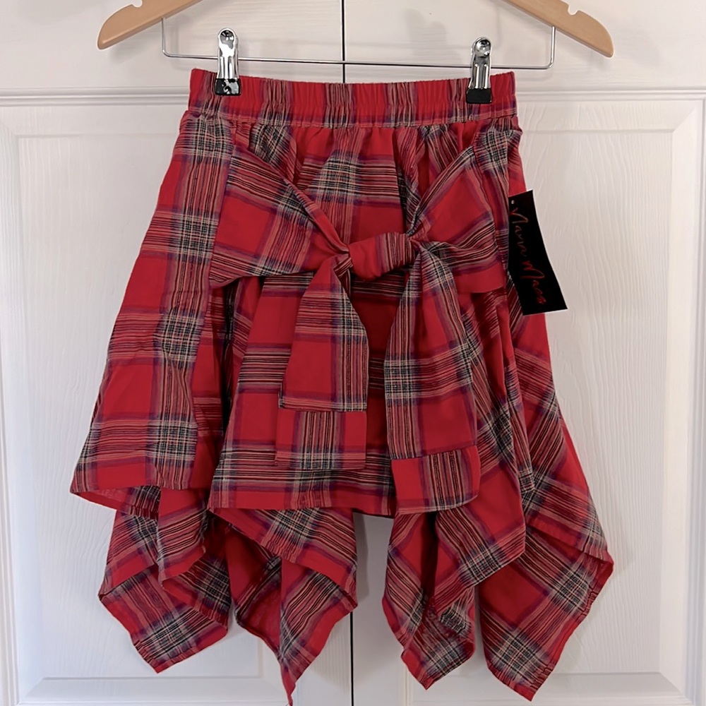 Plaid tie skirt in size small.